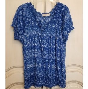 Faded Glory XL ultra Blue peasant blouse XUc
